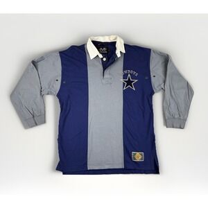 Vintage Mirage Dallas Cowboys Rugby Polo Shirt M 90s NFL Color Block Classic Fan